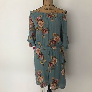 NWT Xhilaration blue off shoulder romper size M